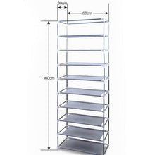 Load image into Gallery viewer, 10 Tier 9 Shelf Shoe Rack Shelf Saving Storage Closet Organizer Cabinet