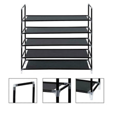 Load image into Gallery viewer, 5 Tier Shoe Rack Tower Cabinet Storage Organizer Black Home Holder Shelf