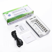 Load image into Gallery viewer, 8-Slots Battery Charger for AA AAA NIMH NICD Rechargeable Batteries + Dual USB