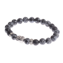 Load image into Gallery viewer, 8mm Black Natural Stone Buddha Head Lava Rock Charm Bracelets Fashion Jewelry