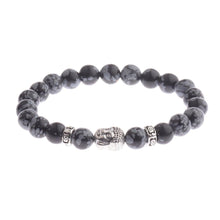 Load image into Gallery viewer, 8mm Black Natural Stone Buddha Head Lava Rock Charm Bracelets Fashion Jewelry