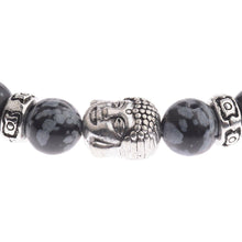 Load image into Gallery viewer, 8mm Black Natural Stone Buddha Head Lava Rock Charm Bracelets Fashion Jewelry