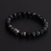 Load image into Gallery viewer, 8mm Black Natural Stone Buddha Head Lava Rock Charm Bracelets Fashion Jewelry