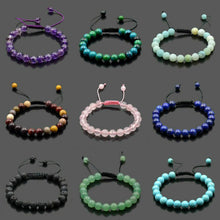 Load image into Gallery viewer, 8mm Mens Women Natural Gemstones Macrame Round Beads Braided Bracelet Handmade