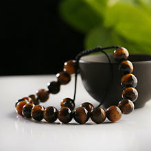 Load image into Gallery viewer, 8mm Mens Women Natural Gemstones Macrame Round Beads Braided Bracelet Handmade