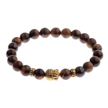 Load image into Gallery viewer, 8mm Natural Tiger Eye Beads Buddha Head Women Men Yoga energy Bracelets Jewelry