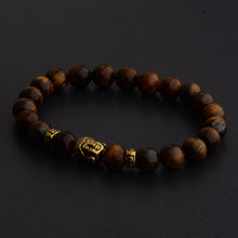 Load image into Gallery viewer, 8mm Natural Tiger Eye Beads Buddha Head Women Men Yoga energy Bracelets Jewelry