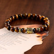 Load image into Gallery viewer, 8mm Natural Tiger Eye Beads Buddha Head Women Men Yoga energy Bracelets Jewelry