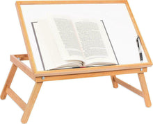 Load image into Gallery viewer, Adjustable Wood Bed Tray Lap Desk Serving Table Folding Legs Bamboo