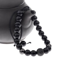 Load image into Gallery viewer, Charm Men's Bright Zircon Micro Pave Black Natural Stone Round Beaded Bracelets