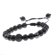 Load image into Gallery viewer, Charm Men's Bright Zircon Micro Pave Black Natural Stone Round Beaded Bracelets