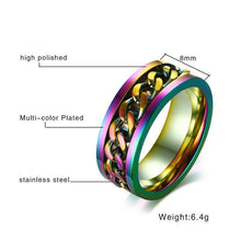 Load image into Gallery viewer, Cool Stainless Steel Rotatable Men Ring Spinner Chain Punk Women Party Jewelry