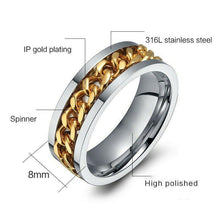 Load image into Gallery viewer, Cool Stainless Steel Rotatable Men Ring Spinner Chain Punk Women Party Jewelry