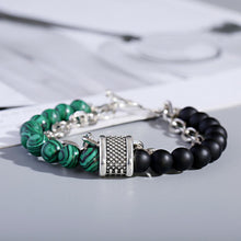 Load image into Gallery viewer, Fashion Men's Natural Stone Agate Beads Punk Bracelets Stainless Steel Jewelry