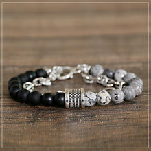 Load image into Gallery viewer, Fashion Men's Natural Stone Agate Beads Punk Bracelets Stainless Steel Jewelry