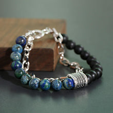 Load image into Gallery viewer, Fashion Men's Natural Stone Agate Beads Punk Bracelets Stainless Steel Jewelry