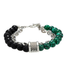 Load image into Gallery viewer, Fashion Men's Natural Stone Agate Beads Punk Bracelets Stainless Steel Jewelry
