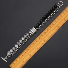 Load image into Gallery viewer, Fashion Men's Natural Stone Agate Beads Punk Bracelets Stainless Steel Jewelry