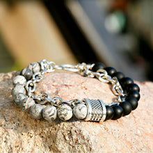 Load image into Gallery viewer, Fashion Men's Natural Stone Agate Beads Punk Bracelets Stainless Steel Jewelry