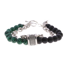 Load image into Gallery viewer, Fashion Men's Natural Stone Agate Beads Punk Bracelets Stainless Steel Jewelry