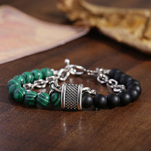 Load image into Gallery viewer, Fashion Men's Natural Stone Agate Beads Punk Bracelets Stainless Steel Jewelry