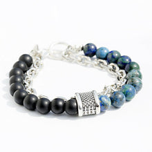 Load image into Gallery viewer, Fashion Men's Natural Stone Agate Beads Punk Bracelets Stainless Steel Jewelry