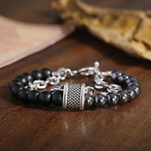 Load image into Gallery viewer, Fashion Men's Natural Stone Agate Beads Punk Bracelets Stainless Steel Jewelry