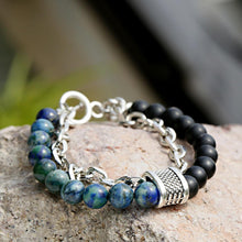 Load image into Gallery viewer, Fashion Men's Natural Stone Agate Beads Punk Bracelets Stainless Steel Jewelry