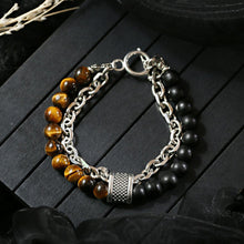 Load image into Gallery viewer, Fashion Men's Natural Stone Agate Beads Punk Bracelets Stainless Steel Jewelry