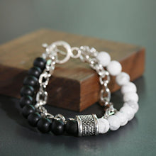 Load image into Gallery viewer, Fashion Men's Natural Stone Agate Beads Punk Bracelets Stainless Steel Jewelry