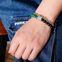 Load image into Gallery viewer, Fashion Men's Natural Stone Agate Beads Punk Bracelets Stainless Steel Jewelry