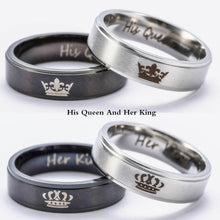 Load image into Gallery viewer, His Queen And Her King Stainless Steel Couple For Lover Engagement Rings Jewelry