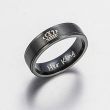 Load image into Gallery viewer, His Queen And Her King Stainless Steel Couple For Lover Engagement Rings Jewelry