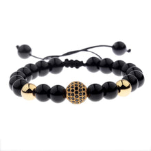 Load image into Gallery viewer, Luxury Men's Natural Stone Gold Zircon Micro Pave CZ Beaded Bracelets Jewelry