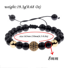 Load image into Gallery viewer, Luxury Men's Natural Stone Gold Zircon Micro Pave CZ Beaded Bracelets Jewelry