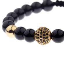 Load image into Gallery viewer, Luxury Men's Natural Stone Gold Zircon Micro Pave CZ Beaded Bracelets Jewelry
