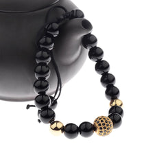 Load image into Gallery viewer, Luxury Men's Natural Stone Gold Zircon Micro Pave CZ Beaded Bracelets Jewelry