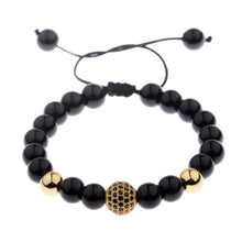 Load image into Gallery viewer, Luxury Men's Natural Stone Gold Zircon Micro Pave CZ Beaded Bracelets Jewelry