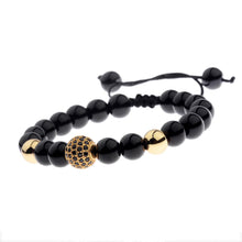 Load image into Gallery viewer, Luxury Men's Natural Stone Gold Zircon Micro Pave CZ Beaded Bracelets Jewelry