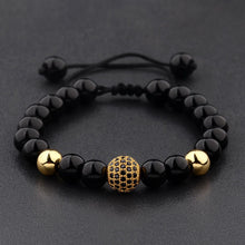 Load image into Gallery viewer, Luxury Men's Natural Stone Gold Zircon Micro Pave CZ Beaded Bracelets Jewelry