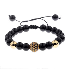 Load image into Gallery viewer, Luxury Men's Natural Stone Gold Zircon Micro Pave CZ Beaded Bracelets Jewelry