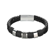 Load image into Gallery viewer, Men Women Leather Titanium Steel Magnetic Braided Clasp Bracelet Bangle Jewelry