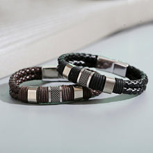 Load image into Gallery viewer, Men Women Leather Titanium Steel Magnetic Braided Clasp Bracelet Bangle Jewelry