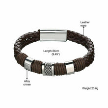 Load image into Gallery viewer, Men Women Leather Titanium Steel Magnetic Braided Clasp Bracelet Bangle Jewelry