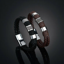 Load image into Gallery viewer, Men Women Leather Titanium Steel Magnetic Braided Clasp Bracelet Bangle Jewelry