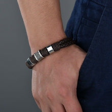 Load image into Gallery viewer, Men Women Leather Titanium Steel Magnetic Braided Clasp Bracelet Bangle Jewelry