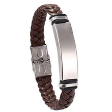 Load image into Gallery viewer, Men Women Leather Titanium Steel Magnetic Braided Clasp Bracelet Bangle Jewelry