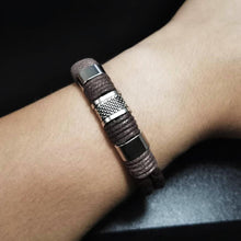 Load image into Gallery viewer, Men Women Leather Titanium Steel Magnetic Braided Clasp Bracelet Bangle Jewelry