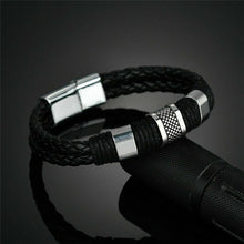 Load image into Gallery viewer, Men Women Leather Titanium Steel Magnetic Braided Clasp Bracelet Bangle Jewelry