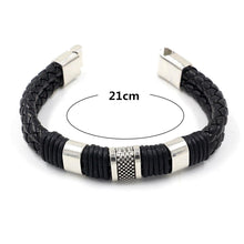 Load image into Gallery viewer, Men Women Leather Titanium Steel Magnetic Braided Clasp Bracelet Bangle Jewelry
